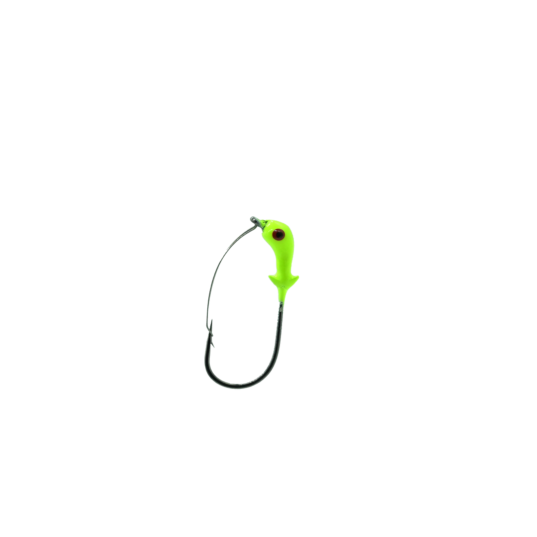Owner Ultrahead Block Head Weedless Jig Head - 1/0 Hook, 1/16 Oz, Green Pumpkin (4-Pack)